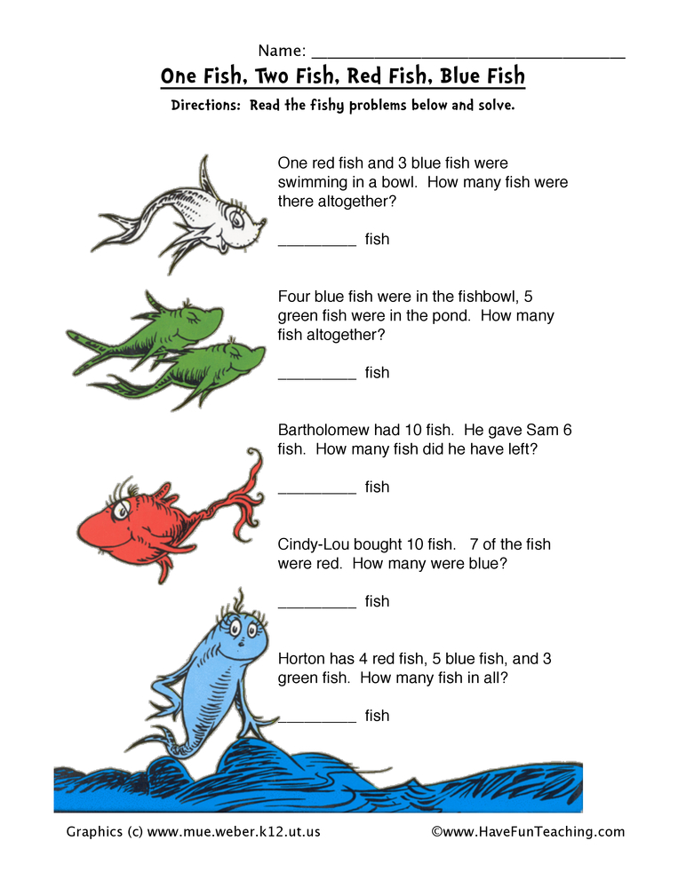 Dr. Seuss Math Worksheet - Have Fun Teaching
