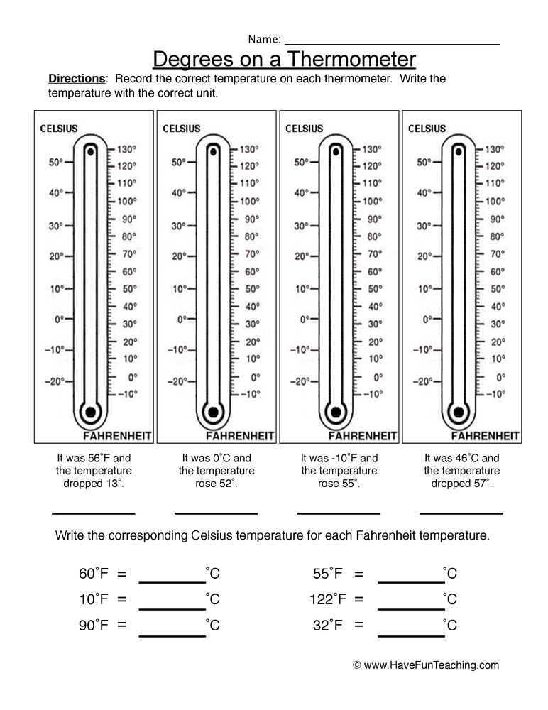 Thermometer Worksheets | Have Fun Teaching