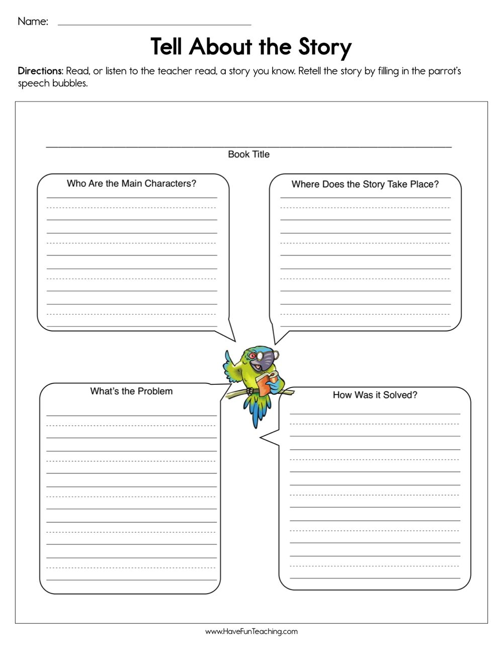 Tell About the Story Worksheet - Have Fun Teaching