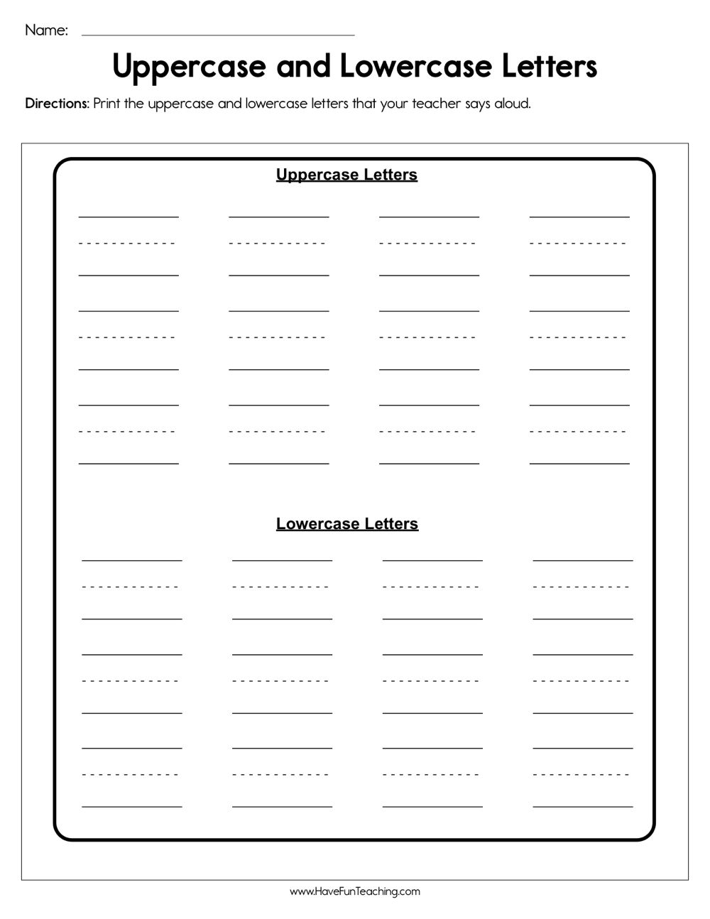 Uppercase and Lowercase Letters Worksheet - Have Fun Teaching
