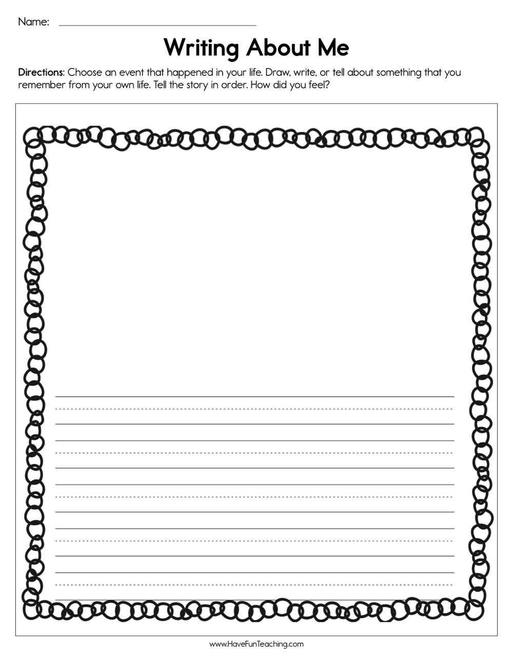 Writing about Me Worksheet - Have Fun Teaching