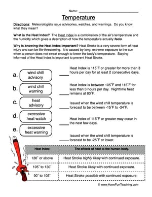 Fifth Grade Temperature Worksheets - Have Fun Teaching
