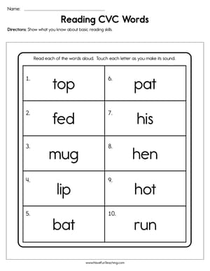 Reading CVC Words Worksheet - Have Fun Teaching