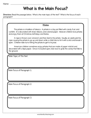 Main Idea Worksheets - Have Fun Teaching