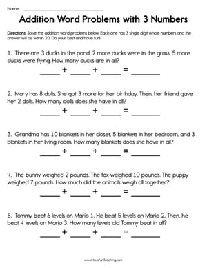 Word Problems Worksheets - Have Fun Teaching