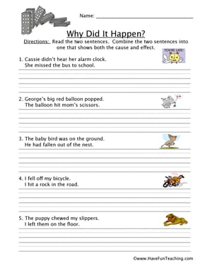 Third Grade Cause And Effect Worksheets - Have Fun Teaching