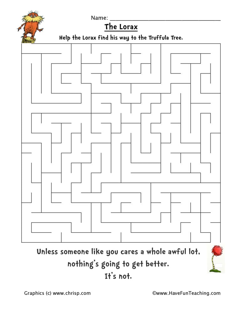 Dr. Seuss The Lorax Maze - Have Fun Teaching