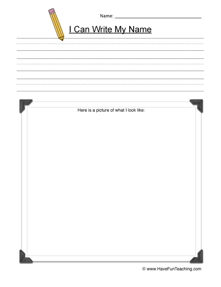 Write and Draw Your Name Worksheet - Have Fun Teaching