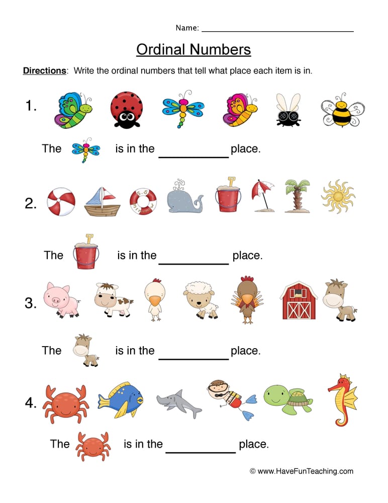 Labeling Ordinal Numbers Worksheet - Have Fun Teaching