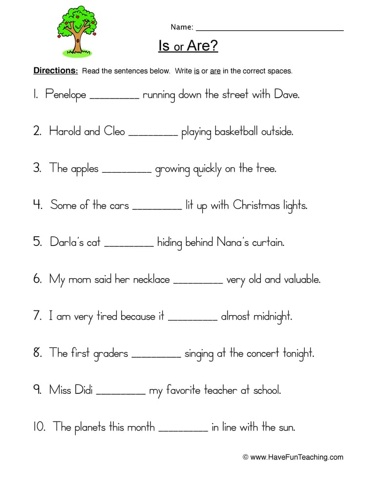 Is Are Fill in the Blank Worksheet - Have Fun Teaching