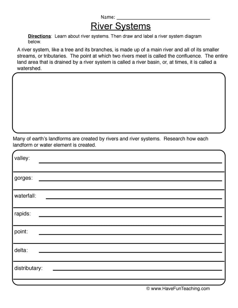 River Systems Worksheet - Have Fun Teaching
