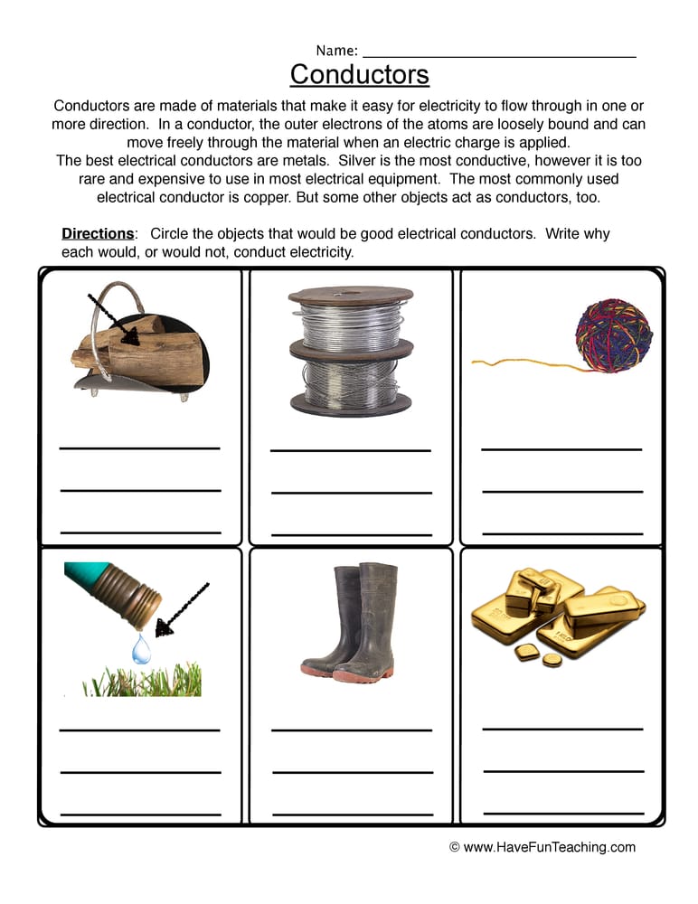 Conductors Worksheet - Have Fun Teaching