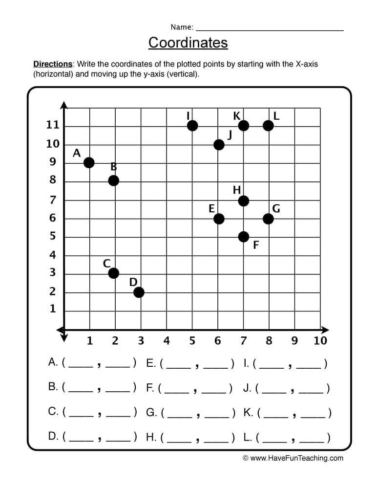 Find Coordinate Pairs Worksheet - Have Fun Teaching