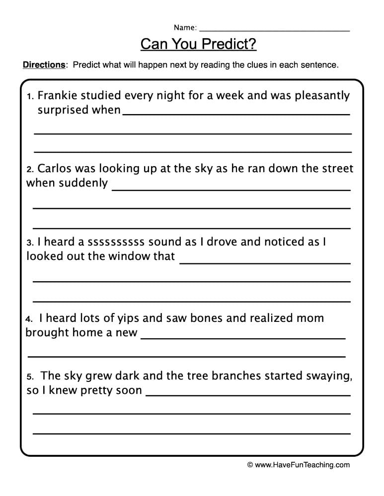 Making Predictions Worksheet - Have Fun Teaching