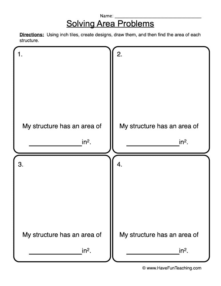 Solving Area Problems Worksheet - Have Fun Teaching