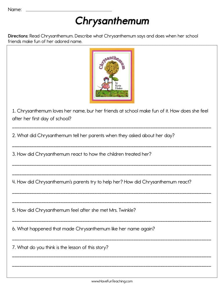 Chrysanthemum Worksheet - Have Fun Teaching