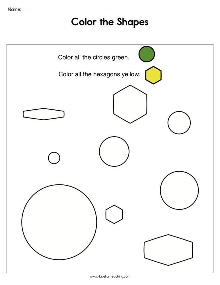 Color the Shapes Worksheet - Have Fun Teaching