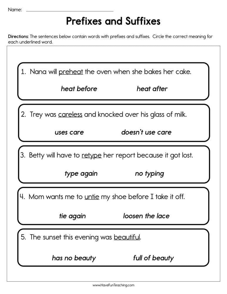 Prefixes and Suffixes Worksheet - Have Fun Teaching