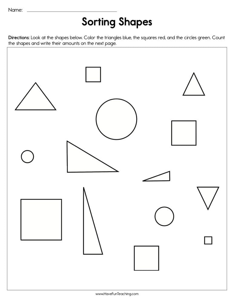 Sorting Shapes Worksheet - Have Fun Teaching