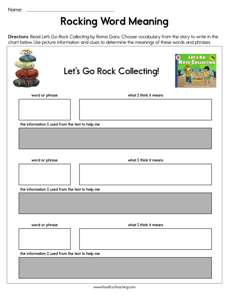 Rocking Word Meanings Worksheet Have Fun Teaching