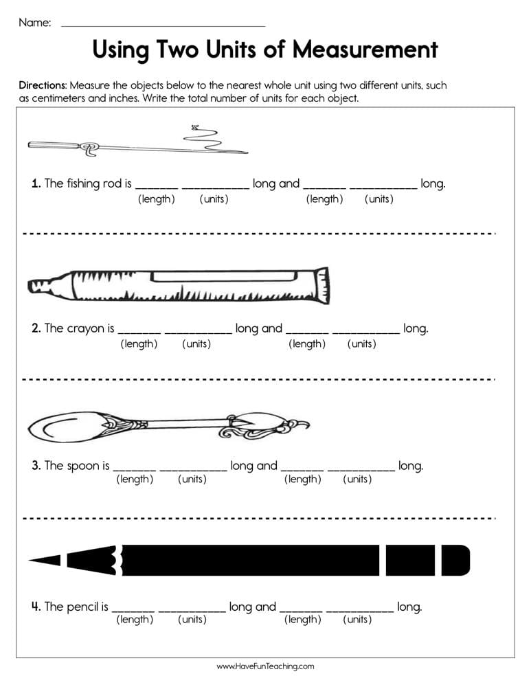 Using Two Units of Measurement Worksheet - Have Fun Teaching using-two-units-of-measurement-worksheet-have-fun-teaching