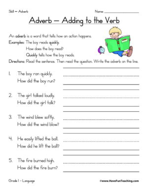 Adverbs Worksheet