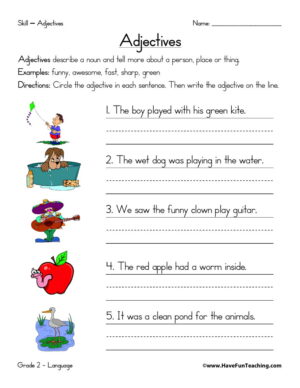 Adjectives Worksheet