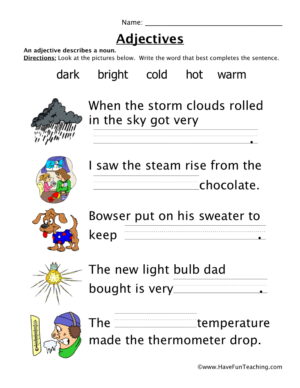 Adjectives Worksheet