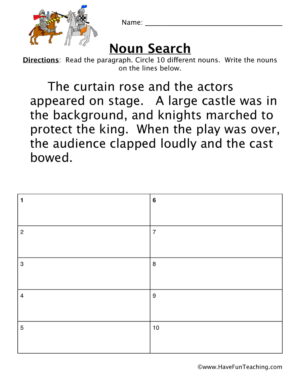 Noun Worksheet