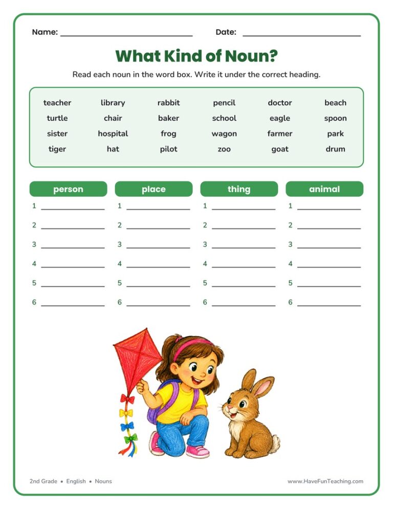 Sorting Nouns Worksheet