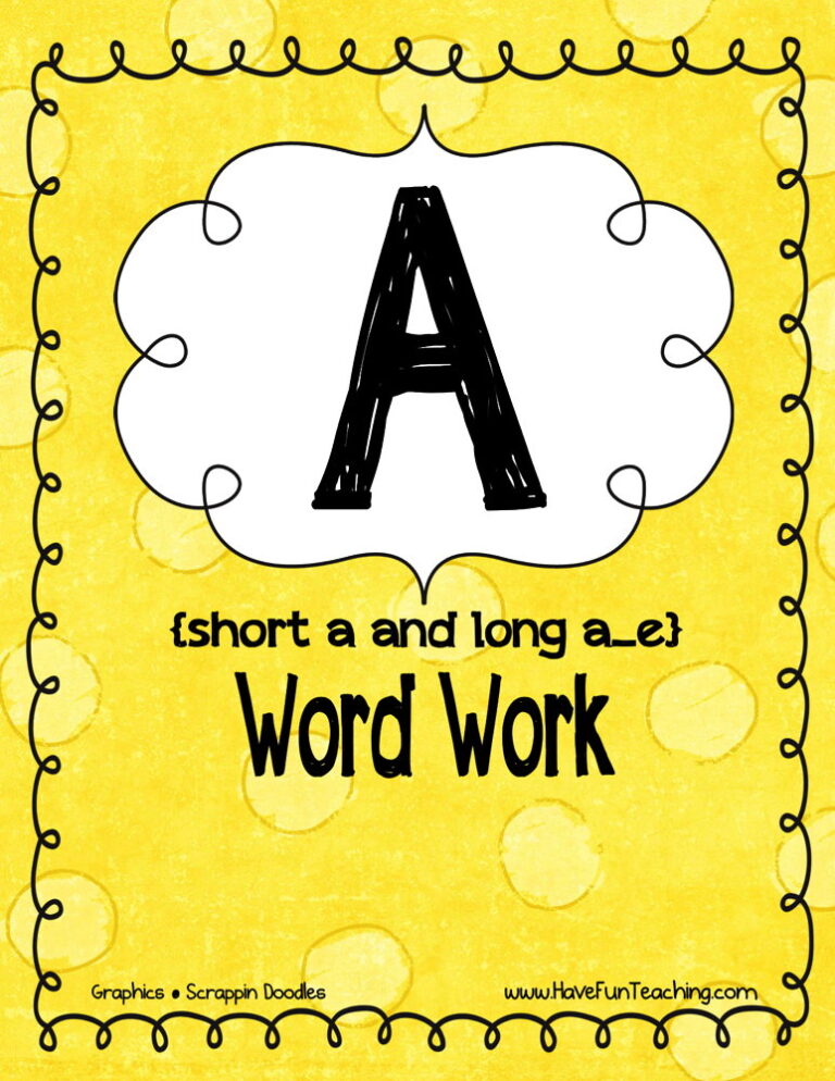 Short and Long Vowel A Activity