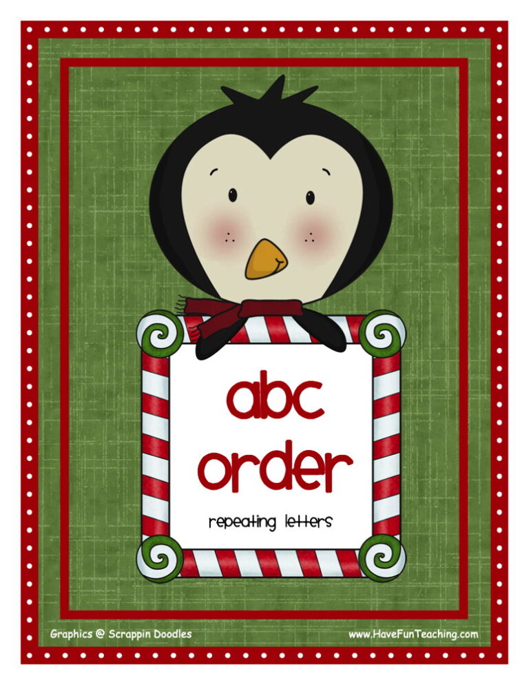Christmas Hard Alphabetical Order Activity