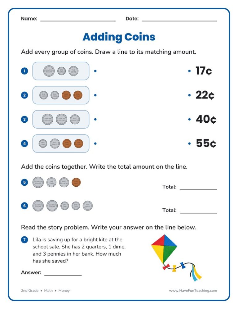 Adding Coins Worksheet