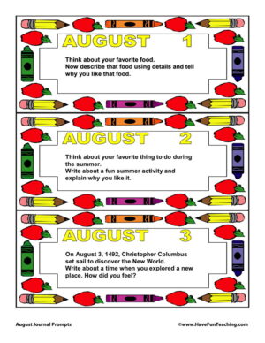 August Daily Journal Prompts