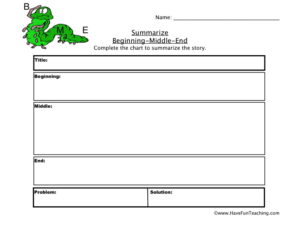Beginning Middle End Worksheet