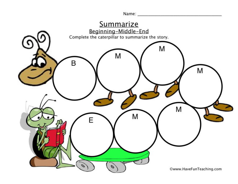 Insect Beginning, Middle, End Worksheet