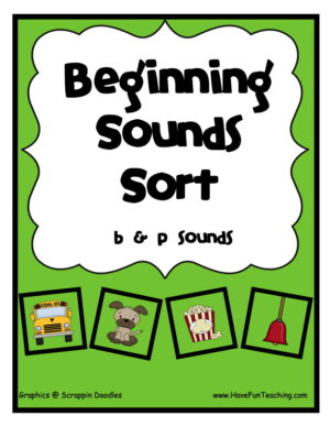B and P Beginning Sounds Sort Activity