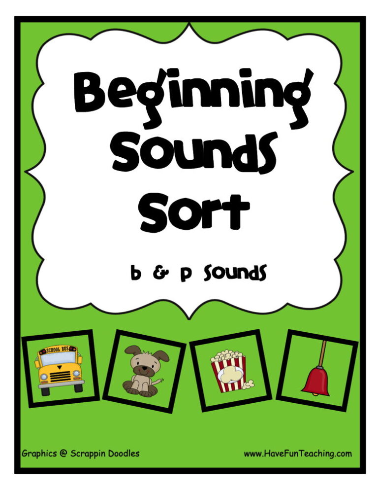 B and P Beginning Sounds Sort Activity