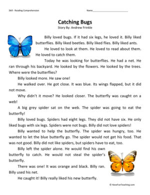Catching Bugs - Reading Comprehension Worksheet