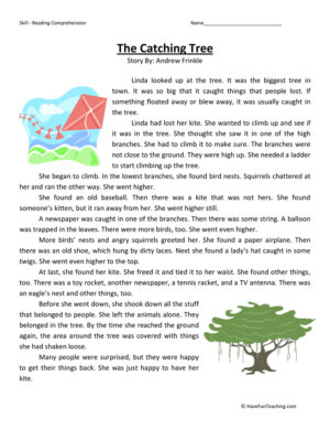 The Catching Tree Reading Comprehension Worksheet