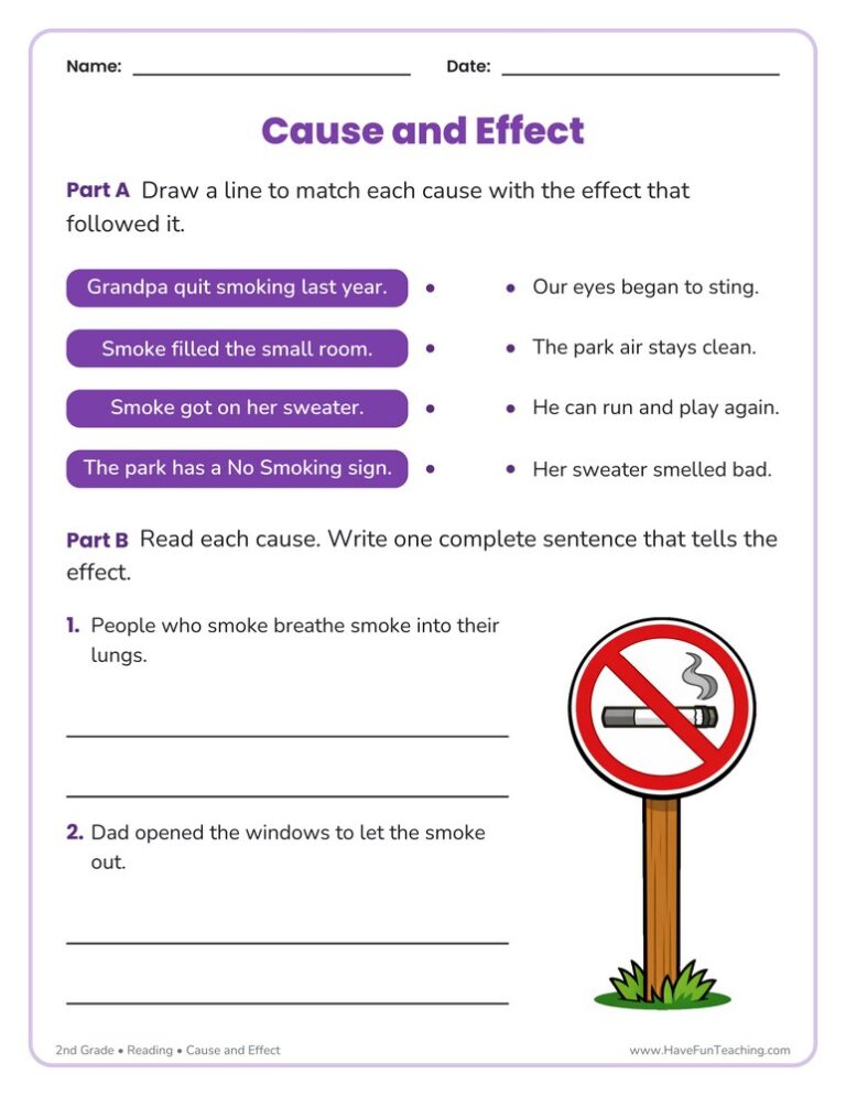 Smoking Cause and Effect Graphic Organizer