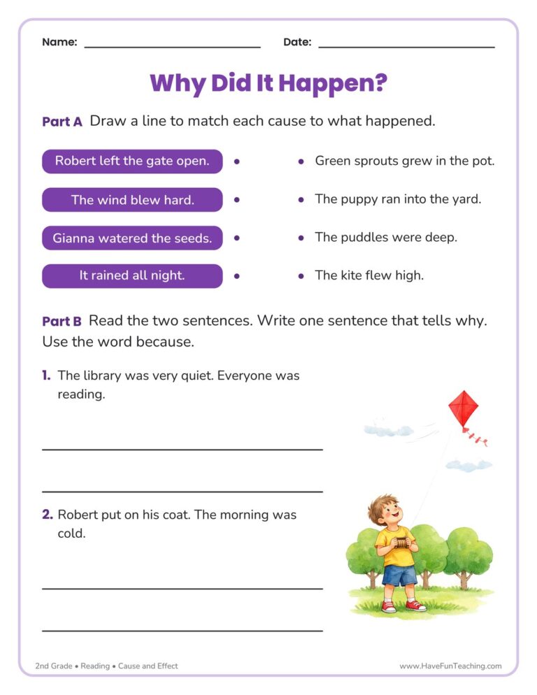 Why did it happen? Cause and Effect Worksheet