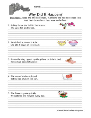 What Happened? Cause and Effect Worksheet