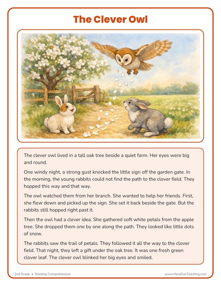 The Clever Owl Reading Comprehension Worksheet