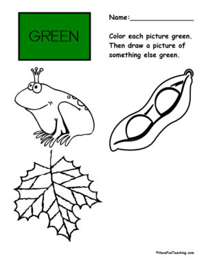 Coloring Green Pictures Worksheet