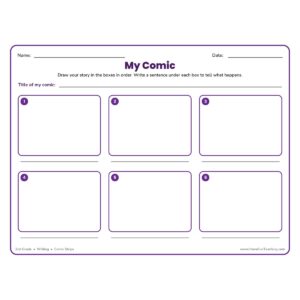 6 Boxes Comic Strip Worksheet template for writing a story