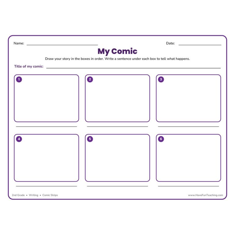 6 Boxes Comic Strip Worksheet