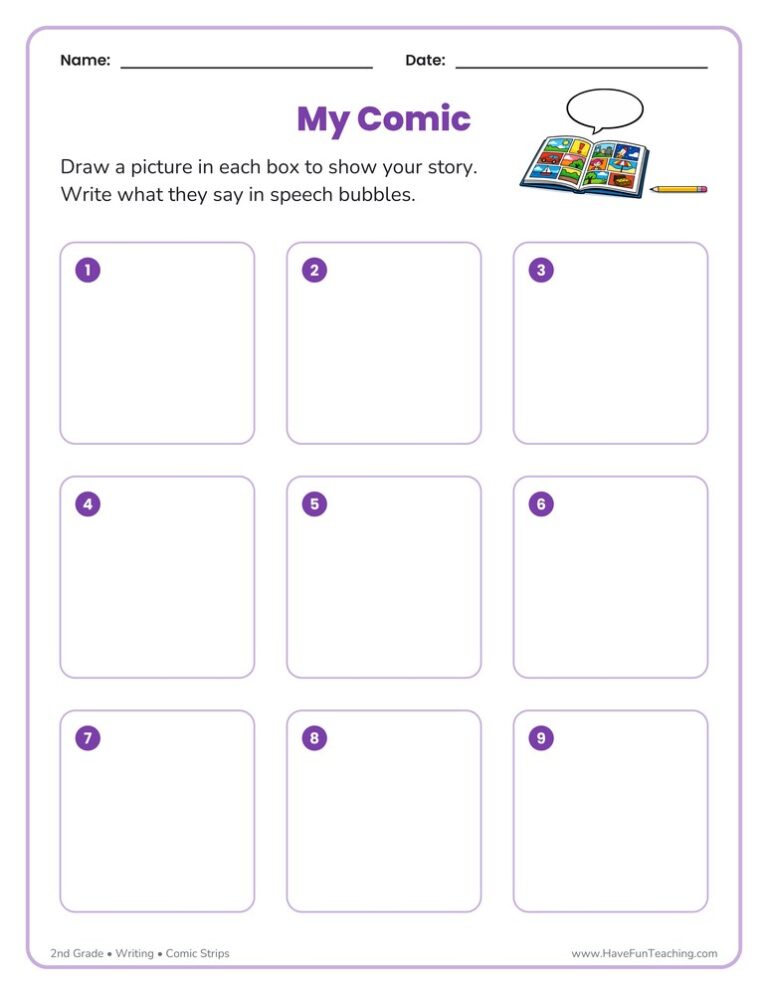 9 Boxes Comic Strip Worksheet