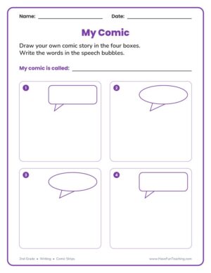 2nd Grade Speech Bubbles Comic Strip Worksheet for narrative writing