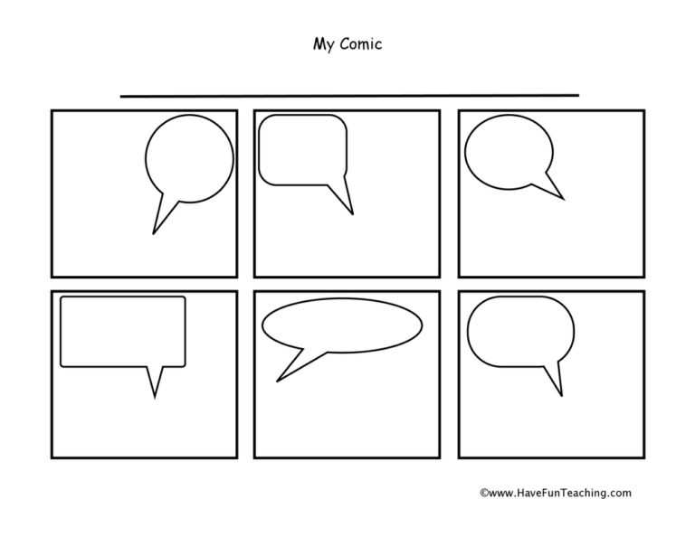 Speech Bubbles Comic Strip Worksheet